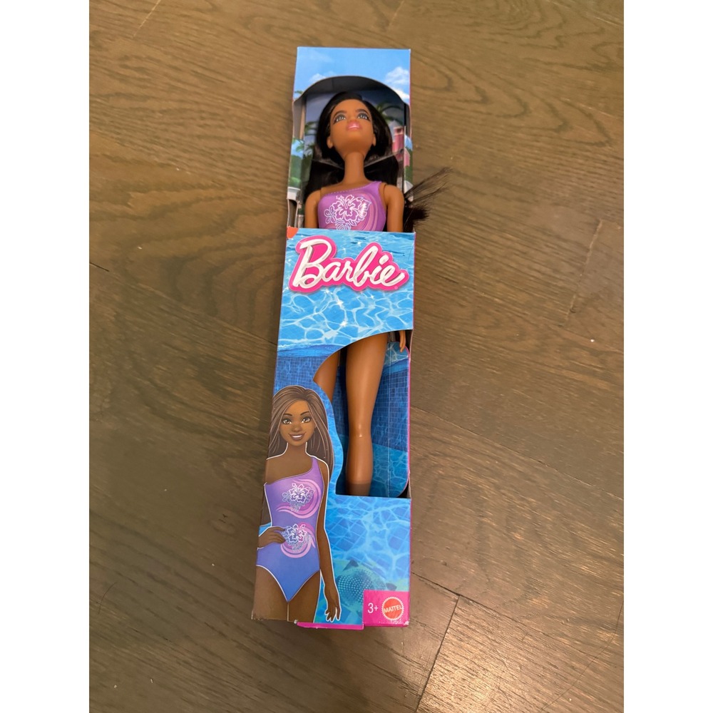 Mattel Barbie Doll in Purple Hibiscus Swimsuit New in Box